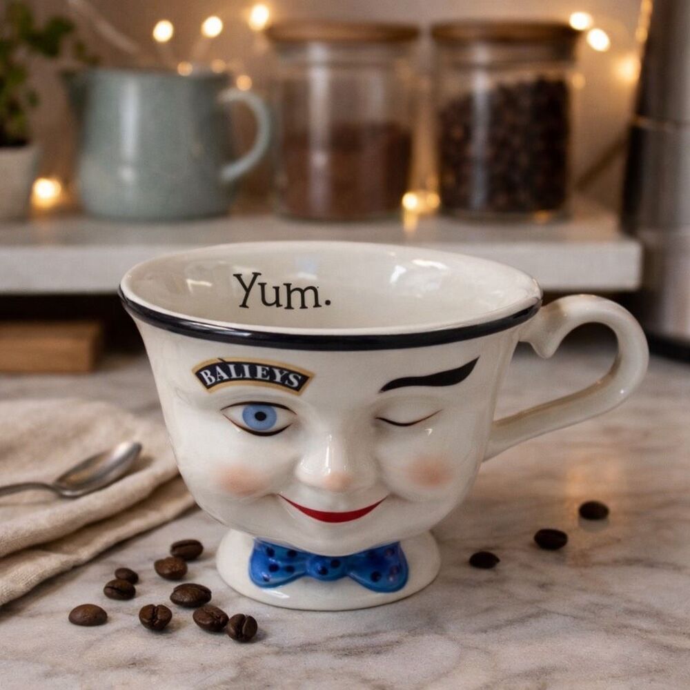 Bailey's Winking Cup YUM Anthropomorphic Smiling Man Face Porcelain Ltd. Ed. VTG